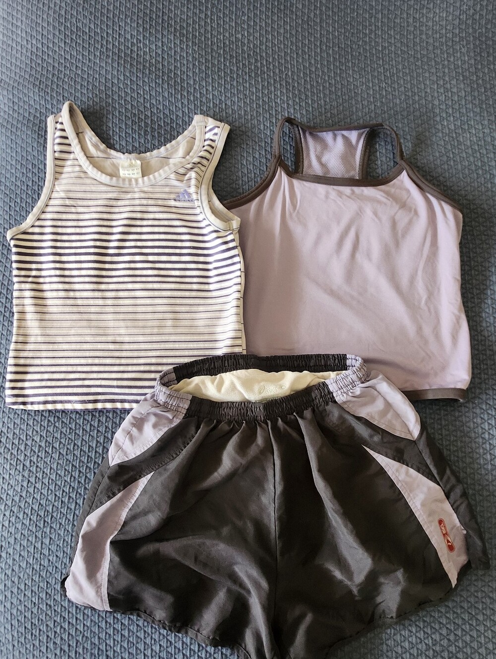 ASICS and ADIDAS Women’s 3-Piece Running Workout Set Tanks Shorts